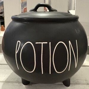 Rae Dunn Black Cauldron Shaped 'Potion' Container